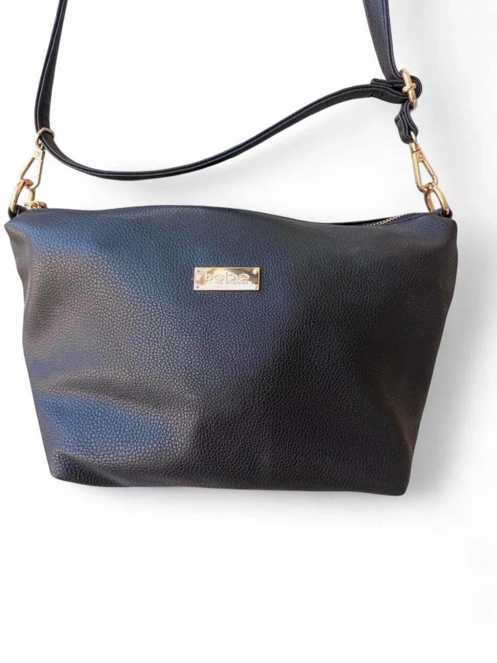 bebe Black Pebbled Hobo Shoulder Bag